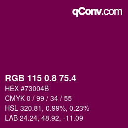 カラーコード: RGB 115 0.8 75.4 | qconv.com