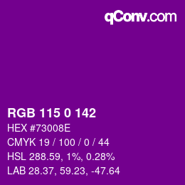 Color code: RGB 115 0 142 | qconv.com