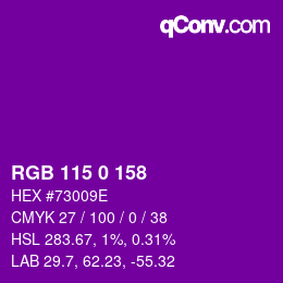 Color code: RGB 115 0 158 | qconv.com