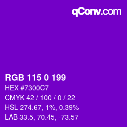 Color code: RGB 115 0 199 | qconv.com