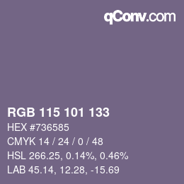 Color code: RGB 115 101 133 | qconv.com