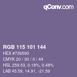 Código de color: RGB 115 101 144 | qconv.com