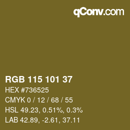 カラーコード: RGB 115 101 37 | qconv.com