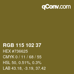 Color code: RGB 115 102 37 | qconv.com