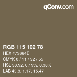 Color code: RGB 115 102 78 | qconv.com