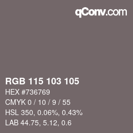 Color code: RGB 115 103 105 | qconv.com