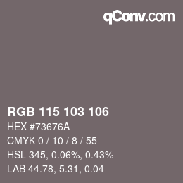 Color code: RGB 115 103 106 | qconv.com