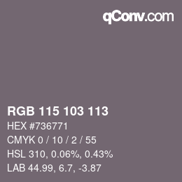 Color code: RGB 115 103 113 | qconv.com