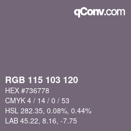 カラーコード: RGB 115 103 120 | qconv.com