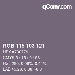 Color code: RGB 115 103 121 | qconv.com