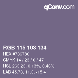 Color code: RGB 115 103 134 | qconv.com