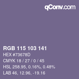Color code: RGB 115 103 141 | qconv.com