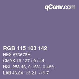 Color code: RGB 115 103 142 | qconv.com