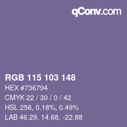 Color code: RGB 115 103 148 | qconv.com