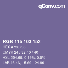 颜色代码: RGB 115 103 152 | qconv.com