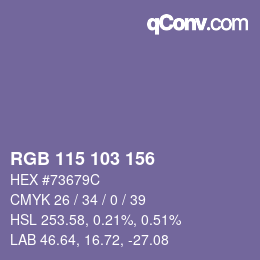 カラーコード: RGB 115 103 156 | qconv.com