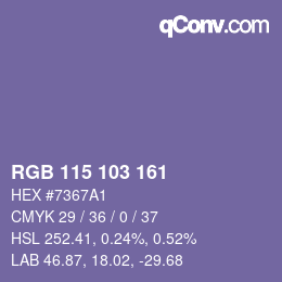 Color code: RGB 115 103 161 | qconv.com