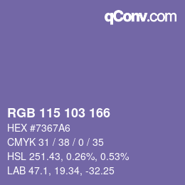 Color code: RGB 115 103 166 | qconv.com