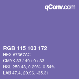 カラーコード: RGB 115 103 172 | qconv.com