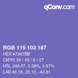 Color code: RGB 115 103 187 | qconv.com