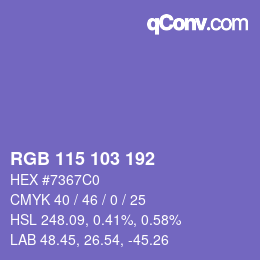 颜色代码: RGB 115 103 192 | qconv.com
