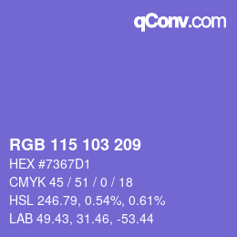 Color code: RGB 115 103 209 | qconv.com