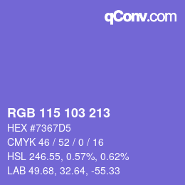 Color code: RGB 115 103 213 | qconv.com