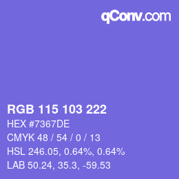 Color code: RGB 115 103 222 | qconv.com