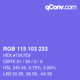 Color code: RGB 115 103 233 | qconv.com