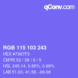 Color code: RGB 115 103 243 | qconv.com
