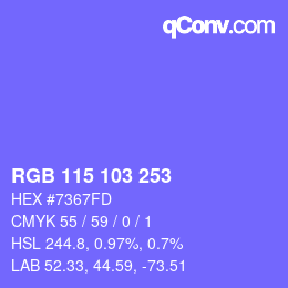 Color code: RGB 115 103 253 | qconv.com