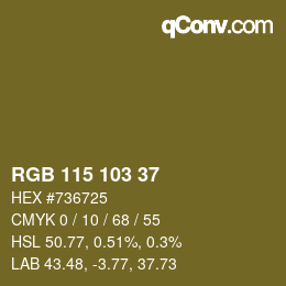 カラーコード: RGB 115 103 37 | qconv.com