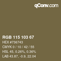 颜色代码: RGB 115 103 67 | qconv.com