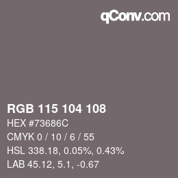 颜色代码: RGB 115 104 108 | qconv.com