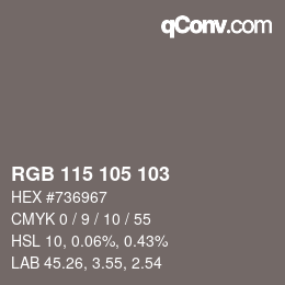 Color code: RGB 115 105 103 | qconv.com