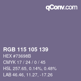 カラーコード: RGB 115 105 139 | qconv.com