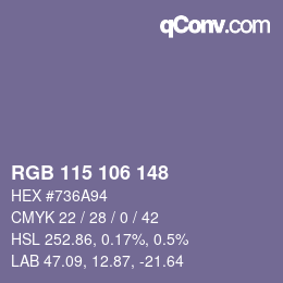 Color code: RGB 115 106 148 | qconv.com