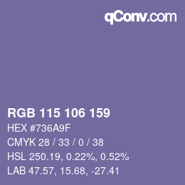 Color code: RGB 115 106 159 | qconv.com
