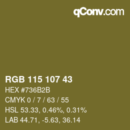 颜色代码: RGB 115 107 43 | qconv.com