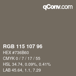 Código de color: RGB 115 107 96 | qconv.com