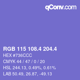 カラーコード: RGB 115 108.4 204.4 | qconv.com