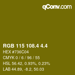 カラーコード: RGB 115 108.4 4.4 | qconv.com