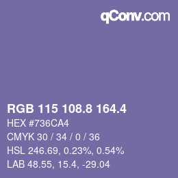 カラーコード: RGB 115 108.8 164.4 | qconv.com