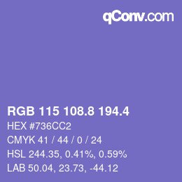 カラーコード: RGB 115 108.8 194.4 | qconv.com