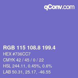 カラーコード: RGB 115 108.8 199.4 | qconv.com