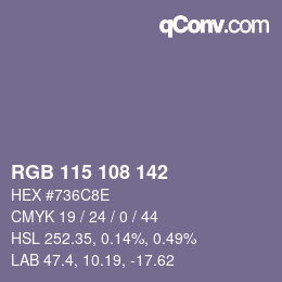 Farbcode: RGB 115 108 142 | qconv.com