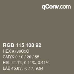 Color code: RGB 115 108 92 | qconv.com