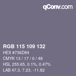 Color code: RGB 115 109 132 | qconv.com