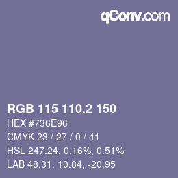 カラーコード: RGB 115 110.2 150 | qconv.com