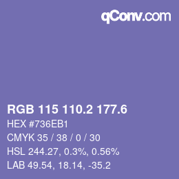 カラーコード: RGB 115 110.2 177.6 | qconv.com